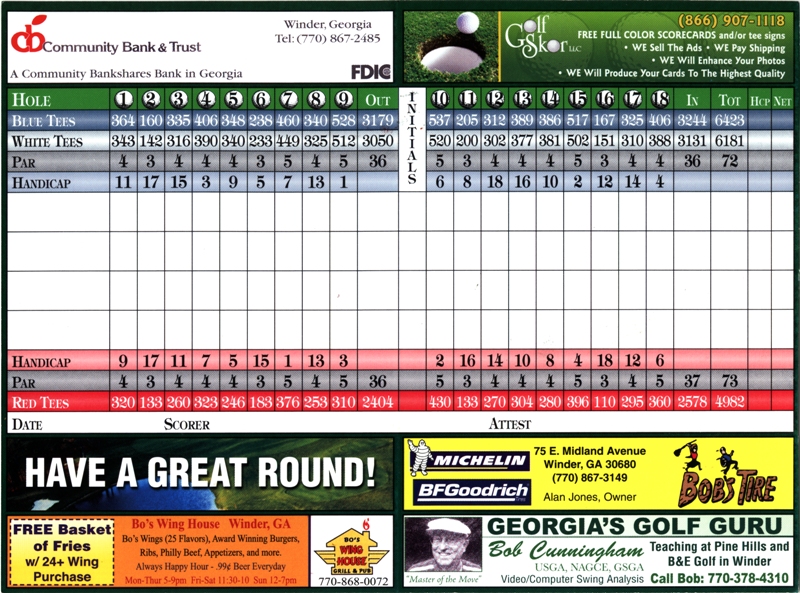 Scorecard — Gopher Hills Golf Course